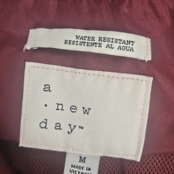 A New Day Women's Size MEDIUM Red/Burgundy Water Resistant Hooded Jacket - Picture 3 of 7